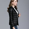 thumbnail image 4 of Black Puffer Jacket women Ultra Light Puffer Jacket Solid Hooded Zippers Puffer Coat Down jacket, 4 of 8