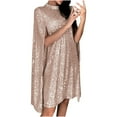 thumbnail image 2 of PENGXIANG Femmes Mode Sexy Casual Shrring Robe Solide Été O-Cou Manches Longues Mini Robes de Plage pour les Femmes 2022, 2 of 6