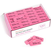 Pink Erasers, Shuttle Art 120 Pack Pink Erasers Bulk for Office, Latex-Free Soft Erasers as Office Supplies