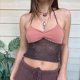 thumbnail image 4 of Tops de Crochet con Cuello Halter para Mujer, Camisetas Sin Mangas de Punto, Camisola Corta de Verano Y2K, Chaleco. Rosa M, 4 of 8