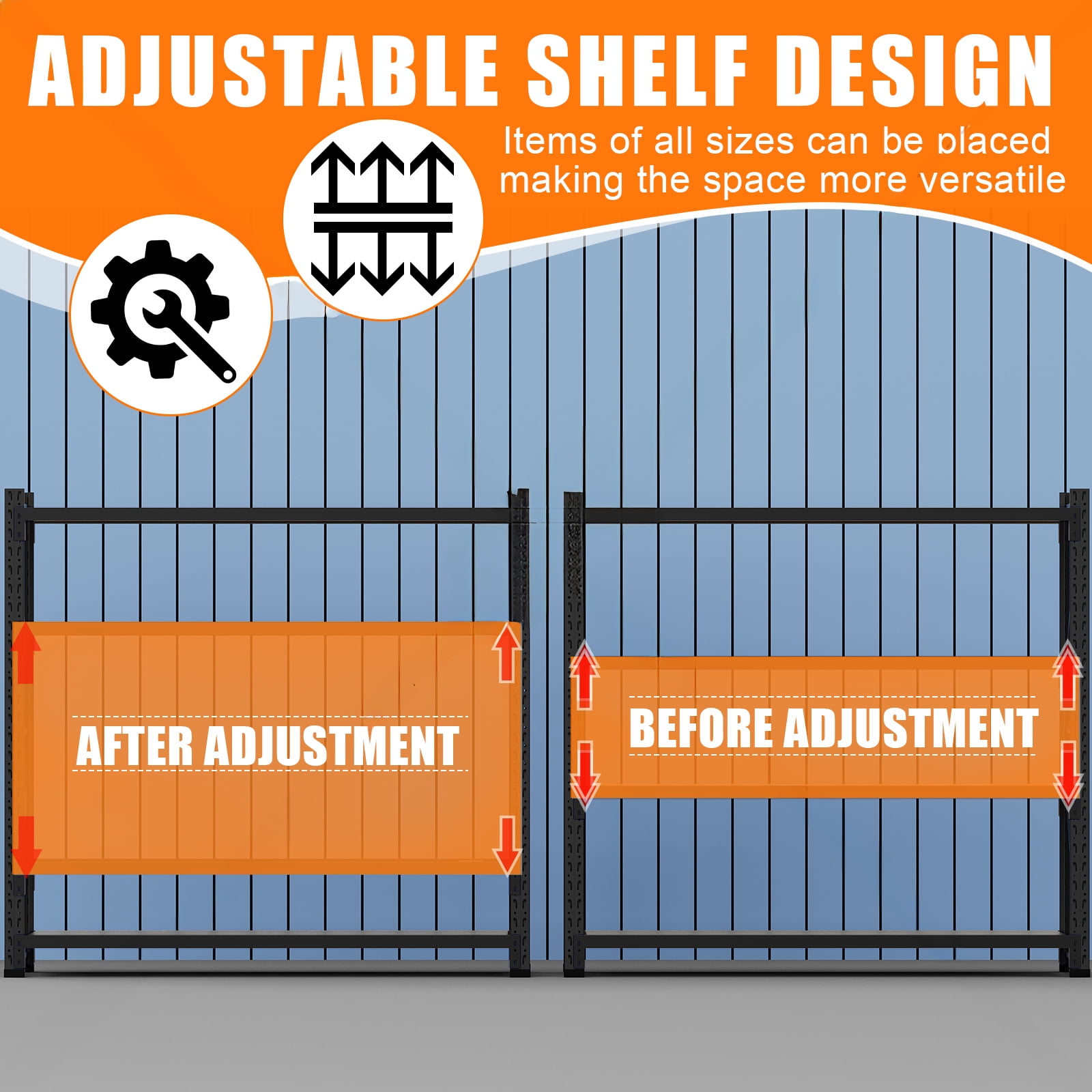 DMZVHBOL 4-Tier Metal Adult Storage Shelves - 78.74"W x 23.5"D x 78.74"H, Holds up to 3000 lb, 660 lb Per Shelf, Blue