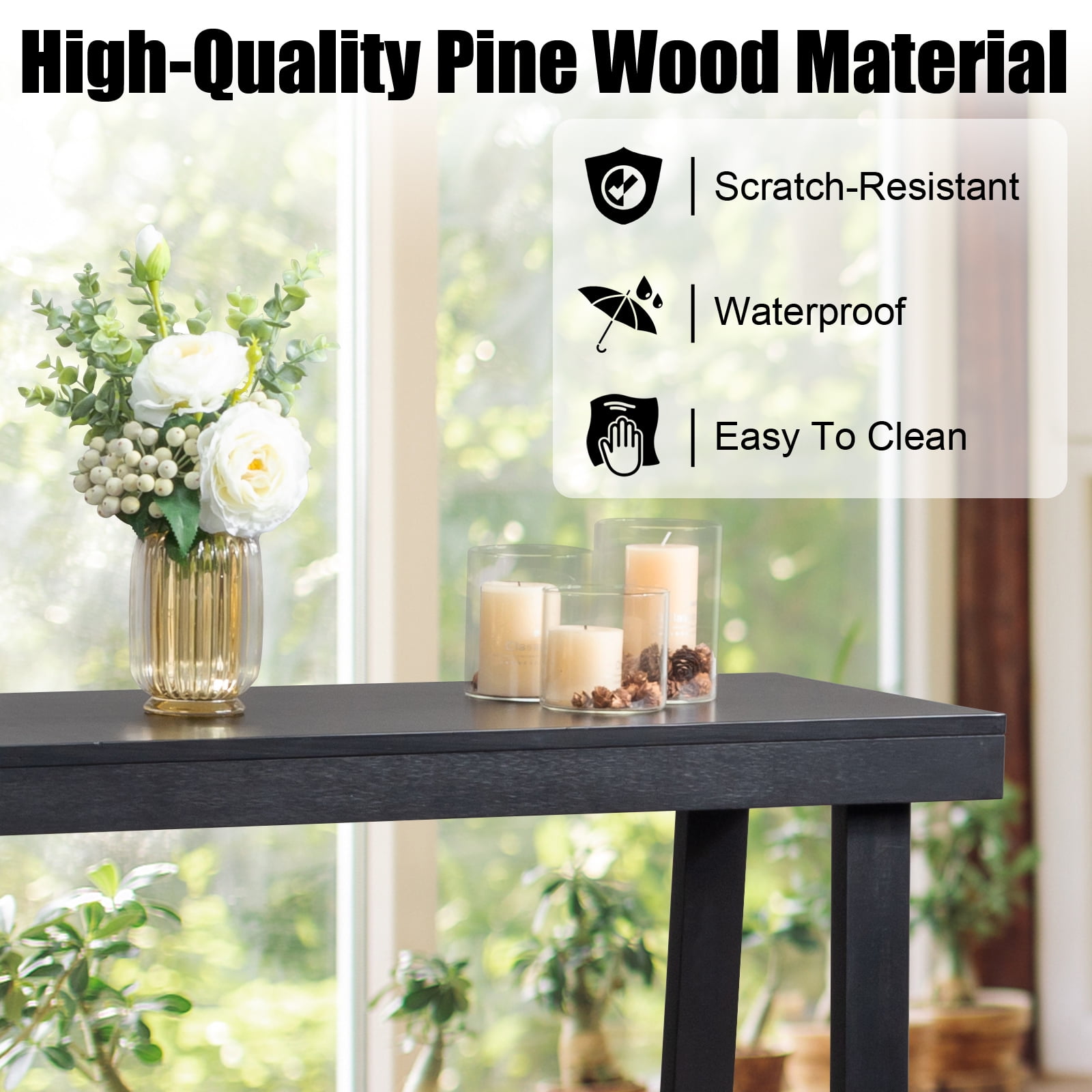 Ktaxon Wooden Entryway Table 36in Sofa Side Table Storage Display TV Table, Black