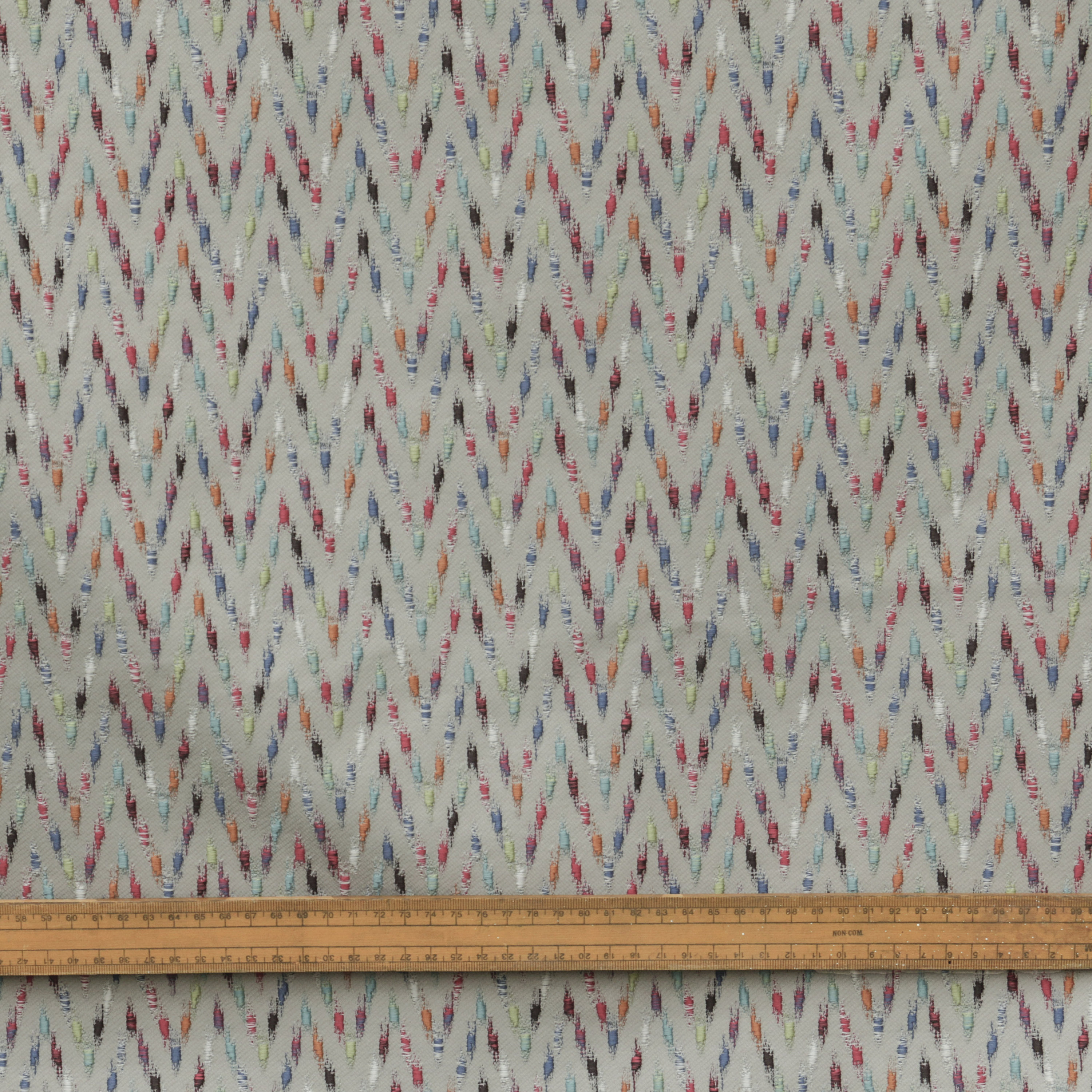 Fabric Mart Direct Multi Color Jacquard Fabric By The Yard, 54 inches or 137 cm width, 7 Continuous Yards Multi Jacquard Fabric, Colorful, Geometric Embroidery, Upholstery Drapery Curtain Wholesale