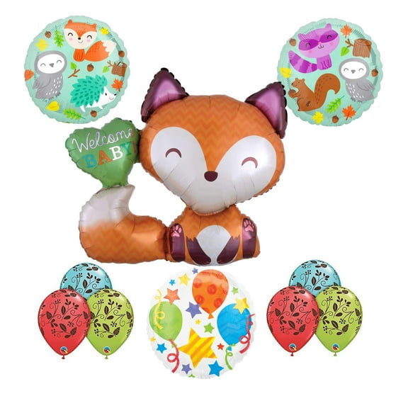 Woodland Critters Baby Shower Party Supplies Welcome Baby Fox Balloon Bouquet Decorations