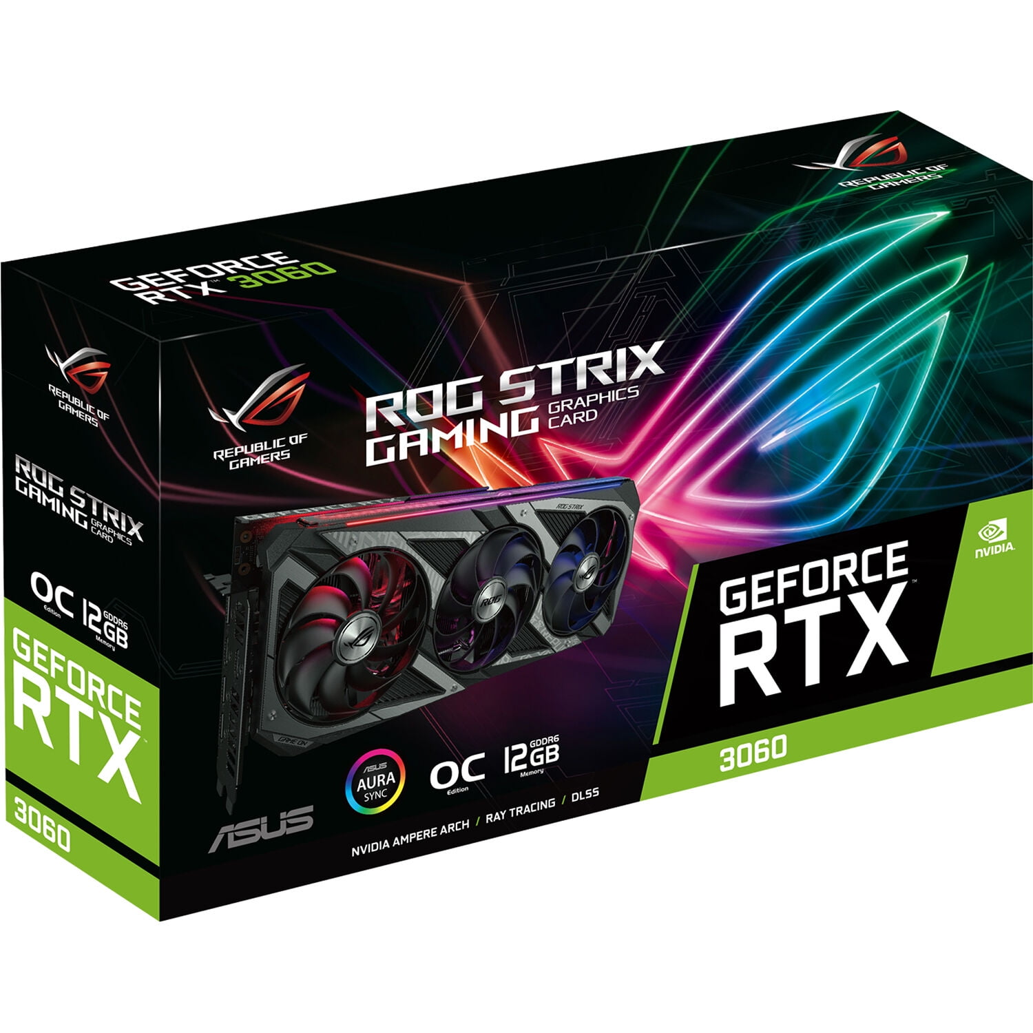 ASUS ROG Strix GeForce RTX 3060 DirectX 12 Ultimate  ROG-STRIX-RTX3060-O12G-GAMING Video Card, OC Edition