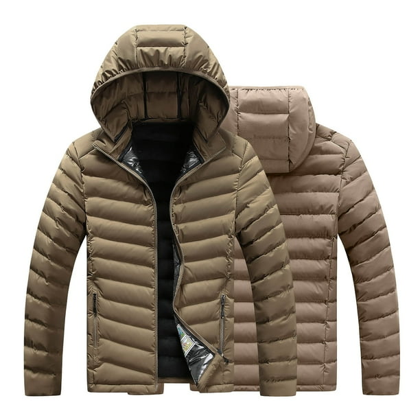 Gibobby Chamarra hombre chamarra acolchada ligera con capucha y aislamiento térmico para hombre, para correr y viajar(Amarillo,G)