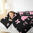 thumbnail image 4 of jejeloiu Initial Letter R Bedding Comforter Set,Kawaii Bow Bowknot Twin Comforter Sets,Light Pink Black Bedding Set For Girls,Breathable Bedroom Decoration Reversible,2-Piece, 4 of 8