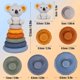 thumbnail image 2 of Paquete de 7 juguetes apilables, juguetes Montessori de educación temprana, juguetes para bebés para la dentición con sonido de apretón y forma de oso, torre apilable para bebés de 6, 12 y 18 meses,, 2 of 7
