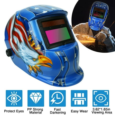 Welding Helmet Auto Darkening - Solar Powered Wide View 9-13 Shade for MIG TIG ARC Weld & Grinding - Welder Mask with Adjustable Headgear as pic