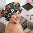 thumbnail image 5 of Shower Caps,Pioneer Flower Floral Print Pattern Waterproof Shower Cap for Women 4 Pieces,Double Reusable Hair Cover for Shower PEVA Elastic Stretch Hem, 5 of 7