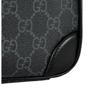 Gucci GG Canvas Leather Dual Compartment Crossbody Bag, Black New