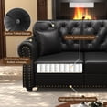 thumbnail image 3 of AENKYO 63" Faux Leather Loveseat, Mid-Century Chesterfield 2-Seater Sofa with Tufted Back & Nailhead Trim, Black, 3 of 8
