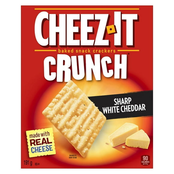 Cheez-It® Crunch, Sharp White Cheddar, Baked Snack Crackers, 191g, Made with real cheese