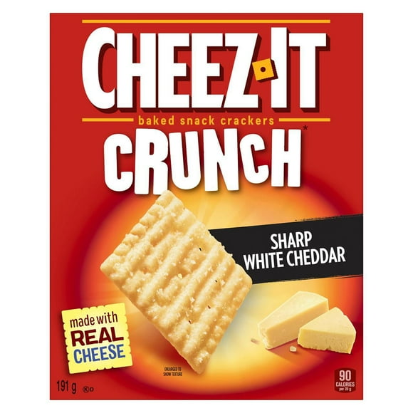 Cheez-ItMD Crunch, Cheddar Blanc Fort, Craquelins cuits au four, 191 g Faits avec du vrai fromage