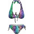 thumbnail image 5 of SKQIT Women's Snakeskin Print Swimsuit Halter Triangle Bikini Tie Side 2 Piece Bathing Suits, 5 of 7