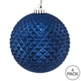 thumbnail image 4 of Vickerman 6" Midnight Blue Durian Glitter Ball Ornament, 4 per Bag, 4 of 4