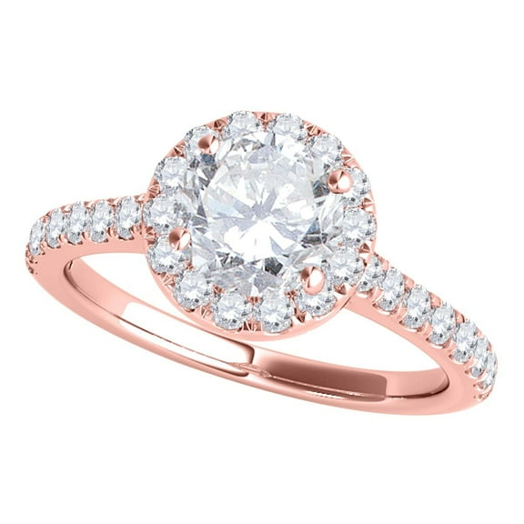 Mauli Jewels Engagement Rings for Women 3/4 Carat Halo Engagement Diamond Ring Crafted 4 Prong 14k Solid Rose Gold