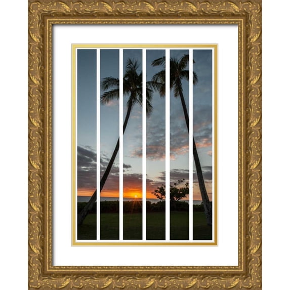 Murdock, Ramona 11x14 Gold Ornate Wood Framed with Double Matting Museum Art Print Titled - South Pacific Sunset