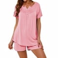 thumbnail image 2 of Conjunto de ropa de dormir para mujer Sexy con cuello en V Top Shorts Camisón camisón, rosa, S Inevent AP001530-16, 2 of 7