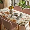 thumbnail image 3 of Vintage Floral Table Cloths for 6 Foot Rectangle Tables, Spring Flowers Eucalyptus Leaves Patio Waterproof Elastic Fitted Tablecloths, Washable Rectangular Table Cover for Camping, 3 of 8