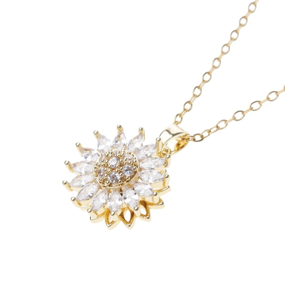 WINDLAND Sunflower Inlaid Zirconium Rotated Necklace Cool Clavicle Chain Accessories
