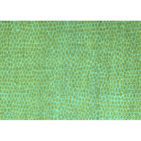 Ahgly Company Machine Washable Indoor Rectangle Abstract Turquoise Blue Modern Area Rugs, 7' x 9'