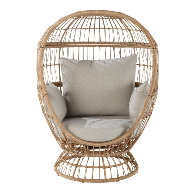 Silla Para Jardín De Acero Y Ratán Tipo Huevo Incluye Cojín