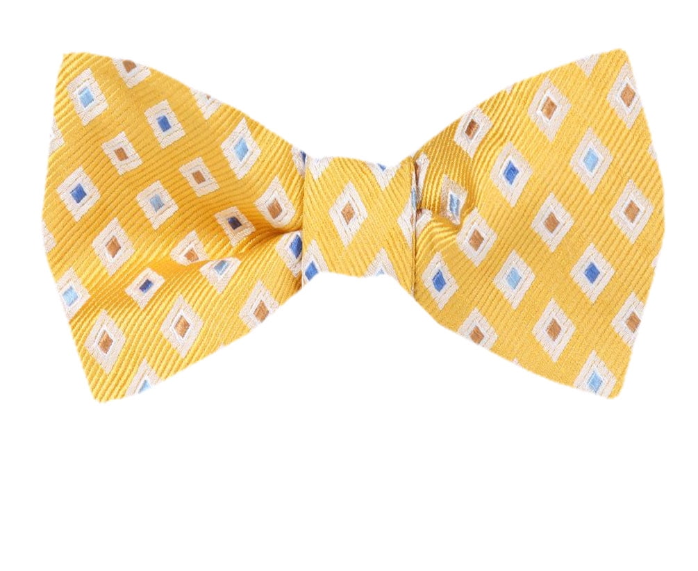 Mens Yellow and Gold Silk Self Tie Bowtie Tie Yourself Bow Ties