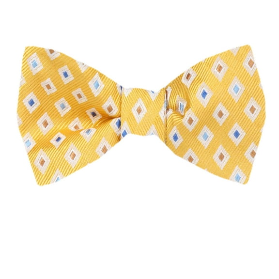 Men's Yellow and Gold Silk Self Tie Bowtie Tie Yourself Bow Ties