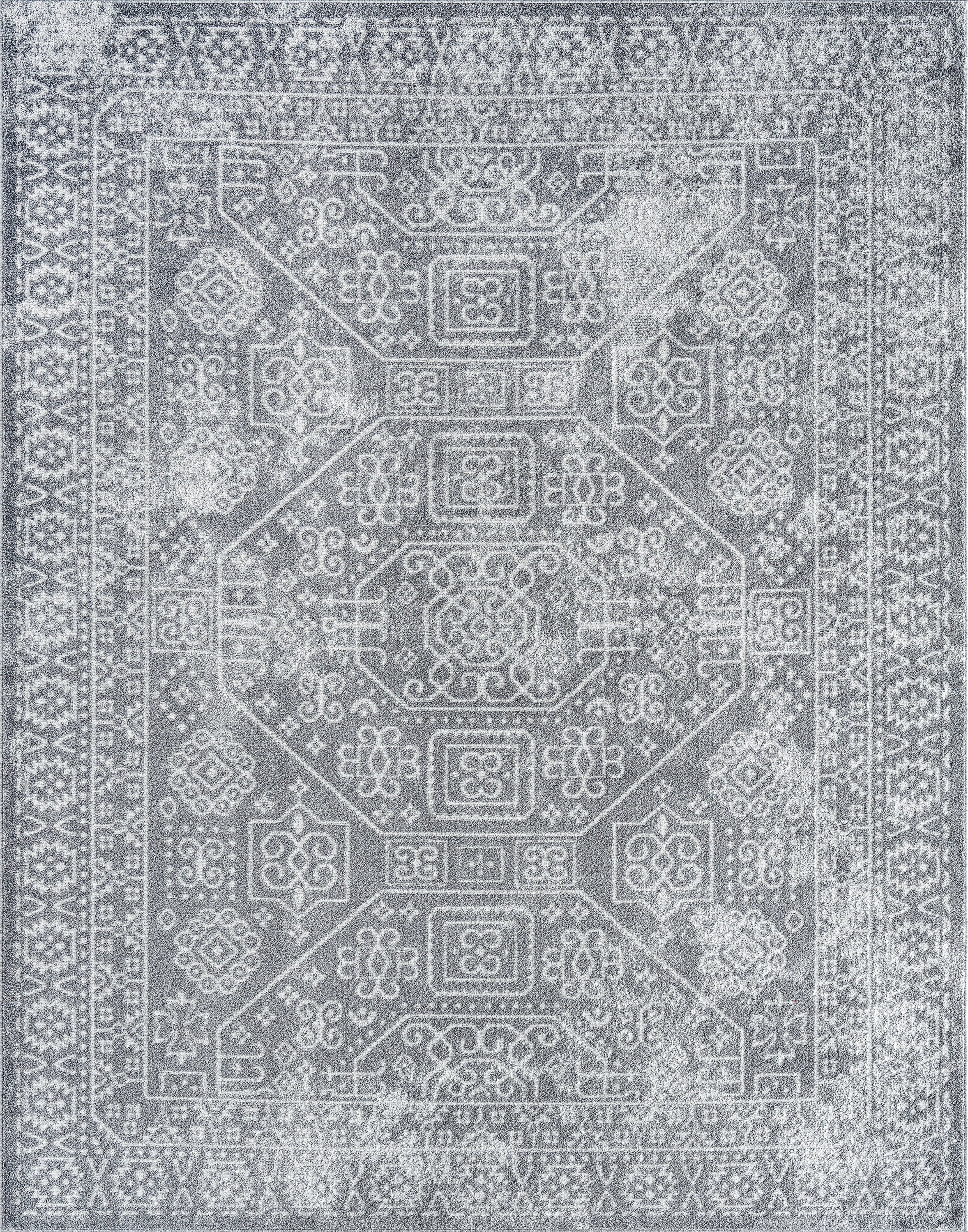 Bliss Rugs Scandinavian Area Rug for Living Room, Farmhouse, Bedroom, Geometric Tribal Dining Room Rug | Gray, 9' x 12'(8'10''x12'2'')