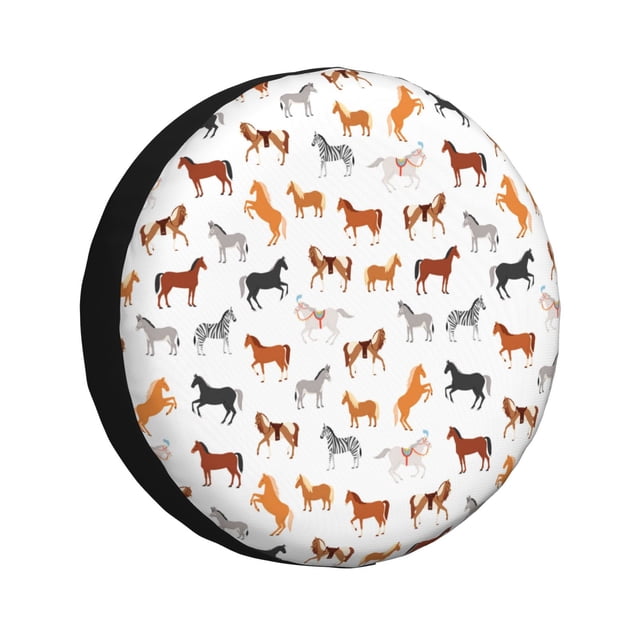 Fotbe Horses Funda de Llanta de Repuesto con Estampado, Engrosada, Ajuste Universal para Jeep, Remolque, RV, SUV, Camión-17 inch