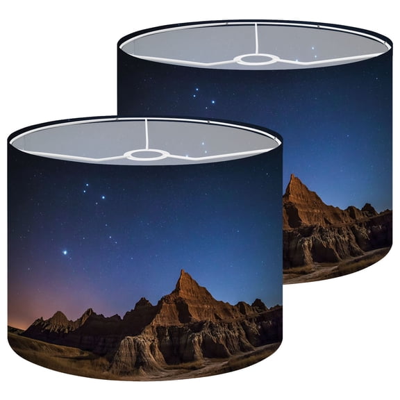 Desert Lampshades 2 Pack Badlands Big Dipper 13"x13"x10" Light Shade for Table Lamps Floor Lamps Drum Lamp Shades Lampshade Replacement Easy Assembly