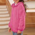 thumbnail image 6 of Girls Sherpa Fleece Jacket Full Zip Long Sleeve Stand Collar Outerwear Soft Fluffy Warm Casual Winter Coat for Kids, 6 of 8