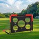thumbnail image 1 of Portería de fútbol para jardín, equipo de entrenamiento para niños, regalo versátil para niños con bolsa de almacenamiento, portería de fútbol para 5 agujeros rojo negro, 1 of 8