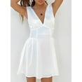 thumbnail image 2 of Coduop Women's Summer Casual Sleeveless Low Cut Deep V Neck Beach Holiday Short A-Line Dress, 2 of 7