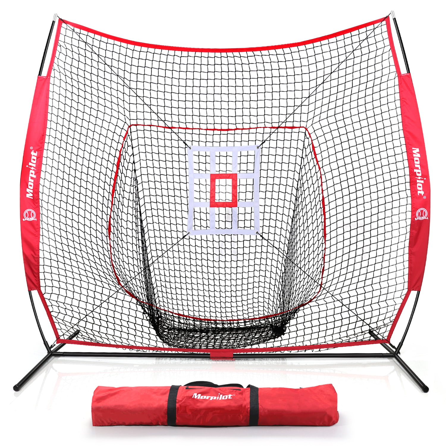 Baseball Practice 7x7 FT Net Batting Pitching Hitting Softball Strike Zone w/Bag 
