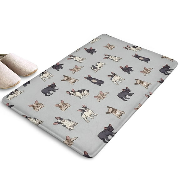 Boston Terrier Flannel Non Slip Door Rugs,Washable Door Mats Indoor,Decorative Door Mats,Dirt-Resistant and Absorbent Doormat for Entrance,Bedroom,Kitchen,Bathroom,23.5x16in(60x40cm)