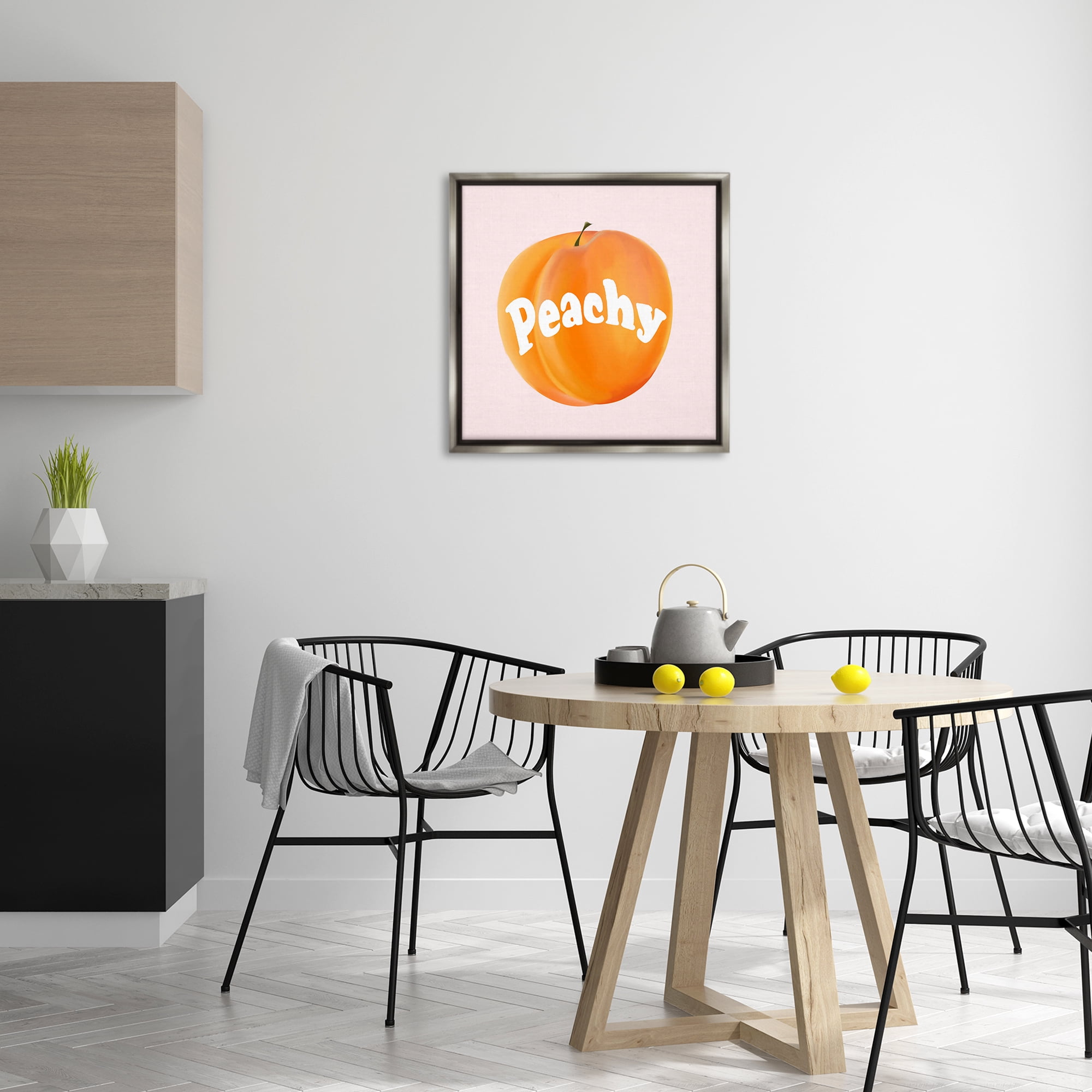 Stupell Industries Peachy Fruit Typography Food & Beverage Painting Gray Floater Framed Canvas Art Print Wall Art, 25 x 25