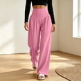 thumbnail image 2 of Khunlpohl Womens Casual Sports Pants Elastic High Waist Yoga Workout Wide Leg Pant Plain Loose Trousers with Pockets, 2 of 8