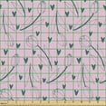 thumbnail image 2 of Ambesonne Spring Fabric by the Yard Upholstery, Tulip Flowers Hearts Art, 1 Yard, Soft Pink Dark Teal, 2 of 5