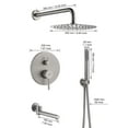 thumbnail image 4 of CASAINC 1-Spray Patterns Round 10 in. Wall Mount Dual Shower Heads with Handheld and Tub Faucet in Brushed Nickel, 4 of 11