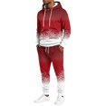 thumbnail image 2 of Mens Brushed 2‑Piece Christmas Tracksuit Hooded Pullover Top and Jogger Pants Winter Casual Athletic Outfit Red 3XL, 2 of 7