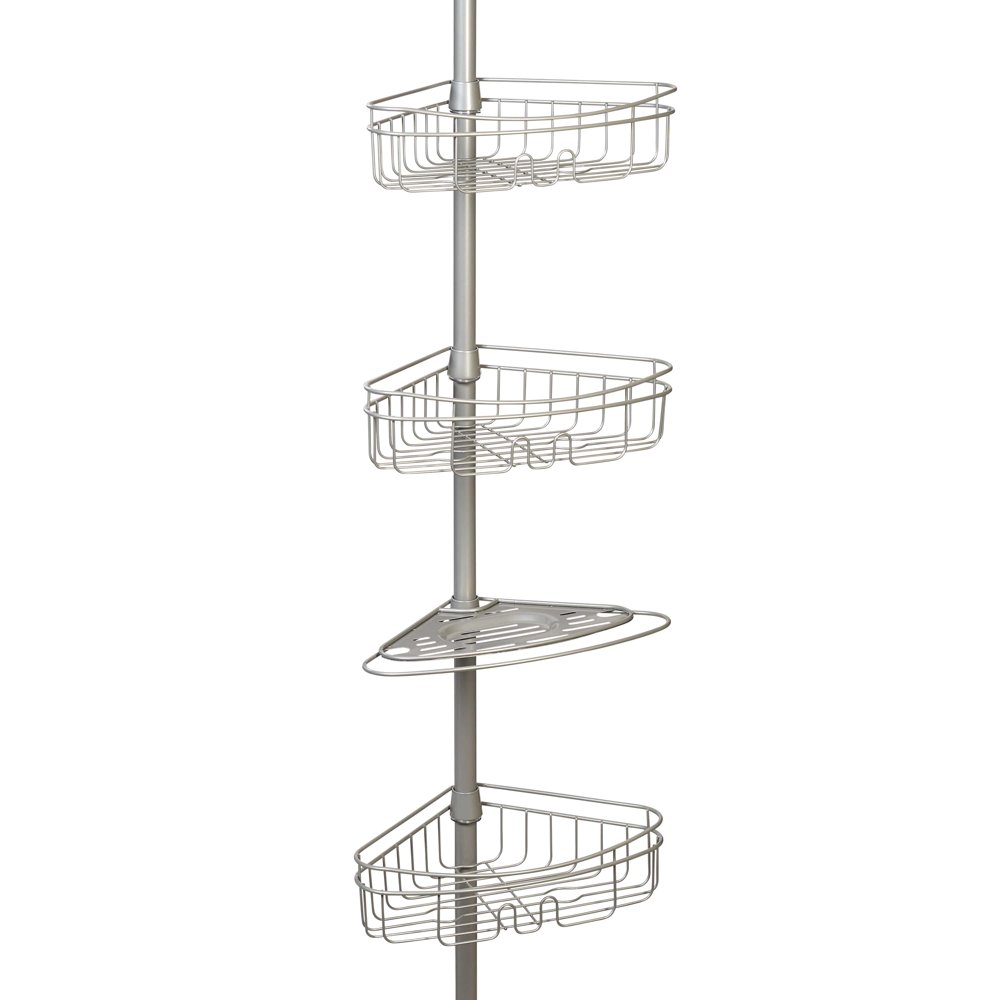 Mainstays 3Tier Tension Pole Shower Caddy, Satin Nickel