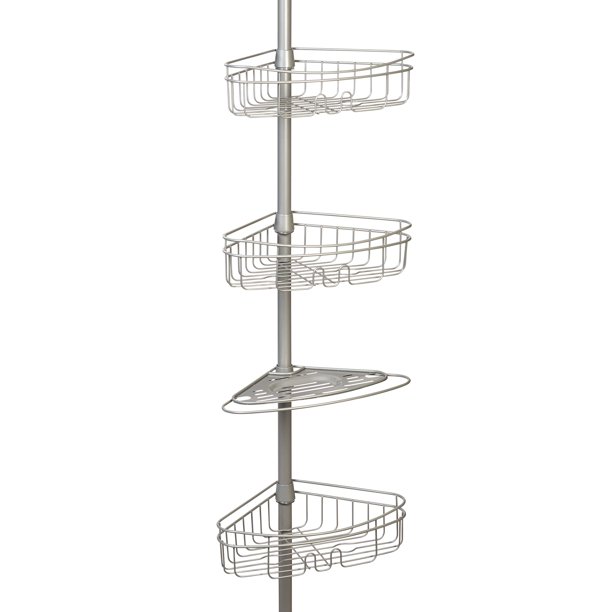 3Tier Tension Pole Shower Caddy, 60 in. to 97 in., Satin Nickel