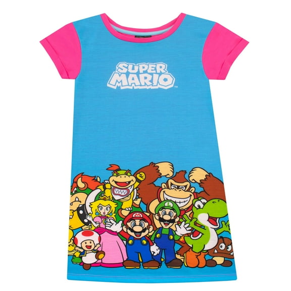 Super Mario Bros Girls Short Sleeve Nightdress Sizes 4-12