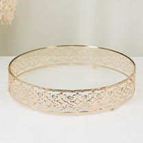 BalsaCircle Gold and Clear 18 in Round Baroque Metal with Glass Cake Stand Birthday Party Wedding Events Dessert Riser Decorations