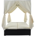 thumbnail image 4 of Outdoor Patio Wicker Daybed Sunbed with Retractable Canopy Sun Lounger with Curtains Garden Furniture Beige, 4 of 8