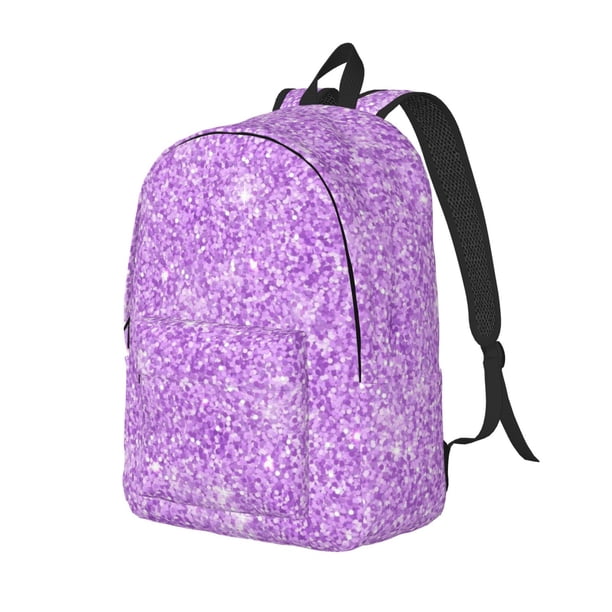 Disketp Lilac Glittering print Canvas Backpack Lightweight Travel Daypack Student Rucksack Laptop Backpack-Medium