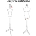 thumbnail image 6 of FreeLung Female Mannequin Torso Dress Form Adjustable Tripod Stand Base Style (Beige), 6 of 7