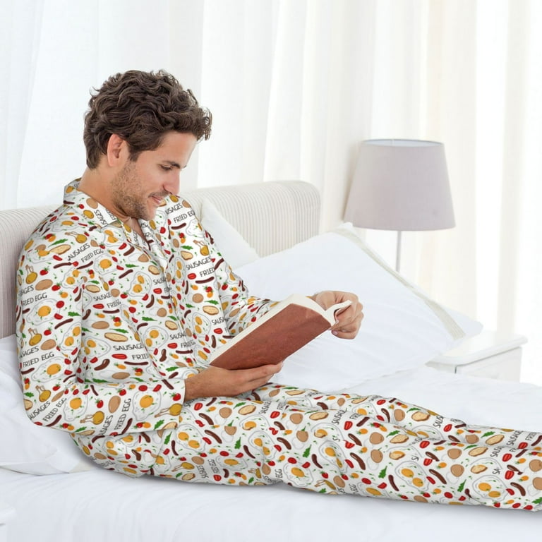Yiaed Sausage Tomato Toast Print Men s Pajamas Set Long Sleeve Button Down Sleep Shirt and Pajama Bottoms Sleepwear Set Mens Pjs Sets Men s Pajama Bottoms X Large Walmart
